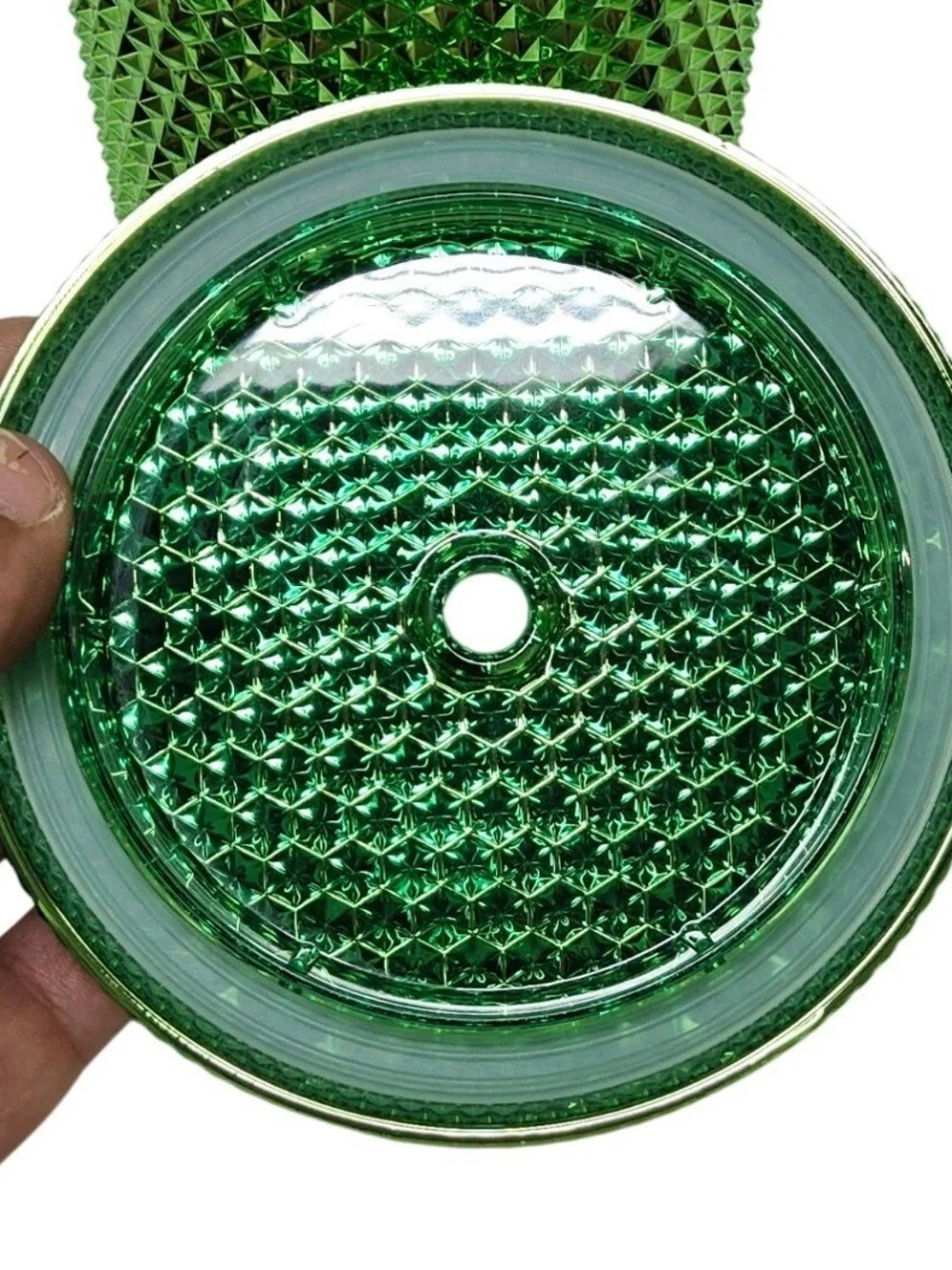 Starbucks Tumbler 24oz Lime Green Studded Metallic Grid Cold Cup 011147112